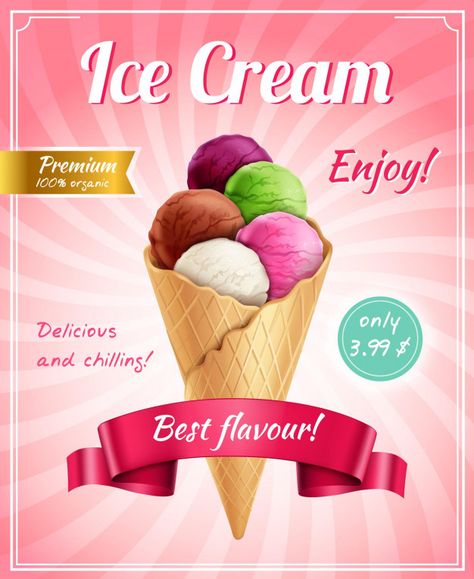 Ice cream poster advertising composition... | Free Vector #Freepik #freevector #paper #typography #fruit #ice Ice Cream Poster Advertising, Coconut Island, Ice Cream Wallpaper, Cream Poster, Ice Cream Photography, Ice Cream Poster, Holiday Homework, Poster Advertising, Food Graphic Design