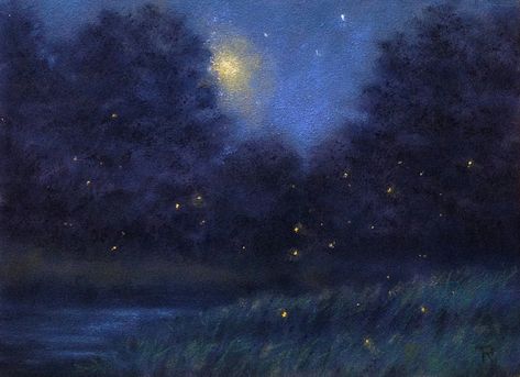 Night Aesthetic Art, Glowing Art, Night Landscape, Night Painting, Night Art, Ethereal Art, Dreamy Art, Daily Paintworks, Gorgeous Art