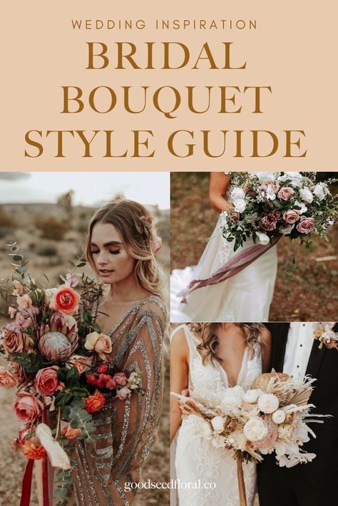 Styles Of Wedding Bouquets, Unstructured Wedding Bouquet, Diy Brides Bouquet, Unstructured Bridal Bouquet, Bridal Bouquet Sizes Chart, Boho Bouquet Bride, Styles Of Bridal Bouquets, Eclectic Bridal Bouquet, How To Bridal Bouquet