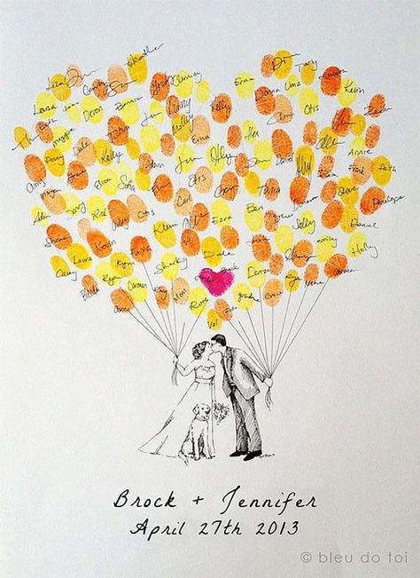 Fingerprint Guest Book Wedding, Custom Couple Illustration, Fingerprint Guestbook, Fingerprint Tree, Wedding Activities, Future Wedding Plans, Wedding Guest Book Alternatives, Cute Wedding Ideas, Guest Book Alternatives