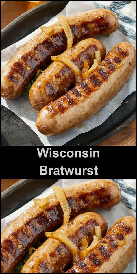 A true delight, bursting with flavor and paired beautifully with tangy sauerkraut. Ingredients: 4 bratwurst sausages 2 tablespoons olive oil 1 large onion, sliced 2 cloves garlic, minced 1 cup sauerkraut, drained 1 cup beer (preferably a lager) Salt and pepper to taste Fresh parsley, chopped (for garnish) Beer Brats Recipe, Brats Recipes, Bratwurst Recipes, Bratwurst Sausage, Healthy Dinner Options, Grilled Sausage, Summer Cookouts, Onion Recipes, Sausages