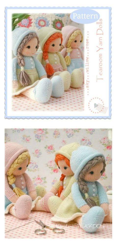 Adorable Little Yarn Dolls Knitting Pattern Knit Doll Free Pattern, Knitting Patterns Free Dolls, Knitting Patterns Dolls, Toys To Knit, Free Knitted Toys Patterns, Free Knit Toy Patterns, Dolls Knitting Patterns Free, Knitted Horse Pattern Free, Knit Dolls Free Patterns