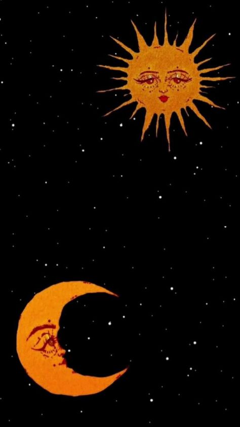 Moon And Sun Wallpaper, Sun Wallpaper, Witchy Wallpaper, Moon And Sun, Hippie Wallpaper, Phone Wallpaper Patterns, Arte Inspo, Cool Wallpapers Art, Cute Patterns Wallpaper