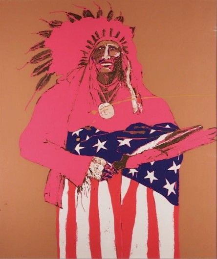 Fritz Scholder, Last Indian With American Flag, 111/150, 1970 Indian Wall Art, Western Artist, Native American Artists, American Indian Art, Indian Paintings, Indigenous Art, Native Art, Native American Art, Native American Indians