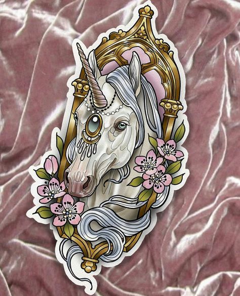 New Tattoo Ideas, Unicorn Tattoo Designs, Tier Tattoo, Goth Tattoo, Animal Ideas, Unicorn Tattoos, Sketch Tattoo Design, Horse Tattoo, Tattoo Sketch