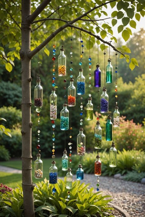 20 Creative Garden Decor Ideas - Toolz Geek Home Garden Ideas Diy, Maximalist Garden Decor, Boho Yard Garden Ideas, Colorful Garden Decor, Whimsical Garden Ideas Fairytale, Thrifted Garden Decor, Eco Garden Ideas, Eclectic Garden Party, Whimsical Outdoor Decor