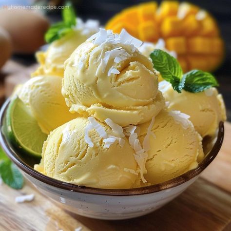 Coconut Mango Ice Cream Mango Coconut Milk Ice Cream, Coconut Milk Ice Cream, Mango Ice Cream, Creamy Recipes, Mango Puree, Mango Flavor, Peanut Butter Pie, Mango Coconut, Blueberry Cheesecake