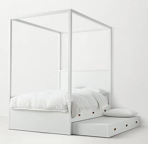 The Best Trundle Beds: A Roundup for Sleepover Season! White Canopy Bed, Canopy Bedroom, Rh Teen, Diy Canopy, White Canopy, Bed Design Modern, Canopy Bed, Trundle Bed