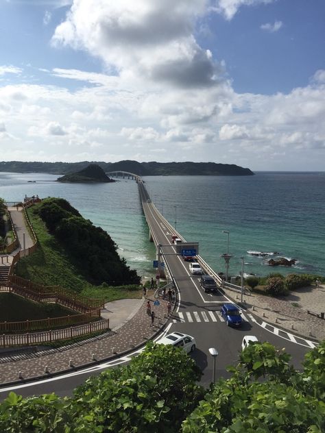 Tsunoshima bridge . Yamaguchi prefecture in Japan. It's the most beautiful bridge in Japan. https://ja.m.wikipedia.org/wiki/%E8%A7%92%E5%B3%B6%E5%A4%A7%E6%A9%8B Tsunoshima Bridge, Yamaguchi Prefecture, Yamaguchi, Most Beautiful, Bridge, Favorite Places, Japan, Water, Travel