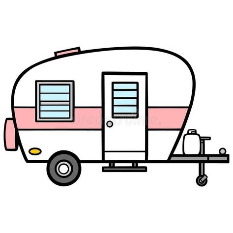 Camper Van Drawing, Camper Logo Design, Camper Illustration, Camper Drawing, Van Drawing, Camper Logo, Rv Vintage, Camper Clipart, Caravan Camping