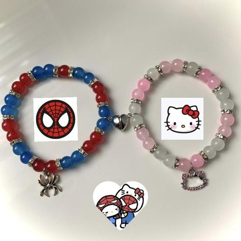 Spiderman and Hello Kitty bracelets🕷️🎀 Matching... - Depop Hello Kitty Spiderman Bracelet, Hello Kitty And Spiderman Bracelet, Spiderman And Hello Kitty Matching Bracelets, Spiderman Theme Bracelet, Hello Kitty Matching Bracelets, Spiderman Charm Bracelet, Spider Man Bracelet, Hello Kitty Bracelets, Spiderman And Hello Kitty