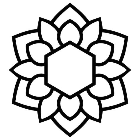 Black outline flower mandala. doodle rou... | Premium Vector #Freepik #vector #round-design #round #symmetry #round-ornament Hexagon Mandala, Mandala Outline, Bee Outline, Pookalam Design, Mandala Logo, Easy Rangoli Designs Videos, Rangoli Designs Simple Diwali, Mandala Doodle, Flower Outline