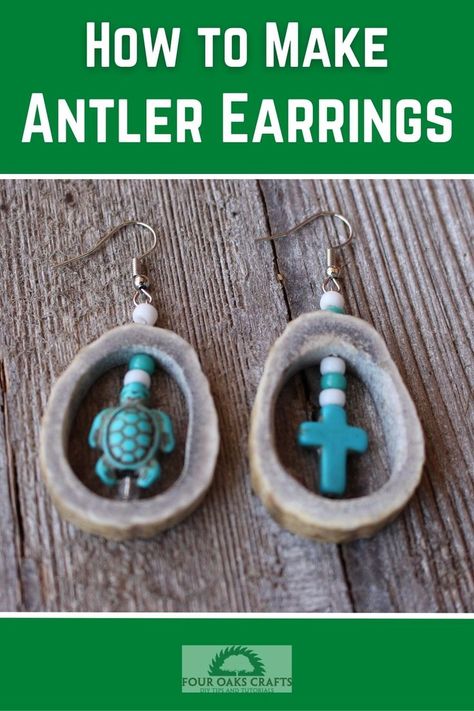 In this tutorial video, I show how to make 2 types of antler earrings. Minimal tools are needed and these will make great gifts for Valentine's Day. Antler Projects, Deer Skull Art, Antler Beads, Deer Antler Crafts, Deer Antler Decor, Earring Video, Hunting Diy, Antler Earrings, Antler Crafts