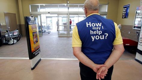 Wal-Mart is hiring temporary employees to greet customers at the front of the store with candy canes and smiles. These workers will help greet people and help them get through the check out line faster. Funny Walmart Pictures, Walmart Pictures, Walmart Funny, Funny People Pictures, May I Help You, First Day Of Work, Wal Mart, Two Kids, Have A Good Day