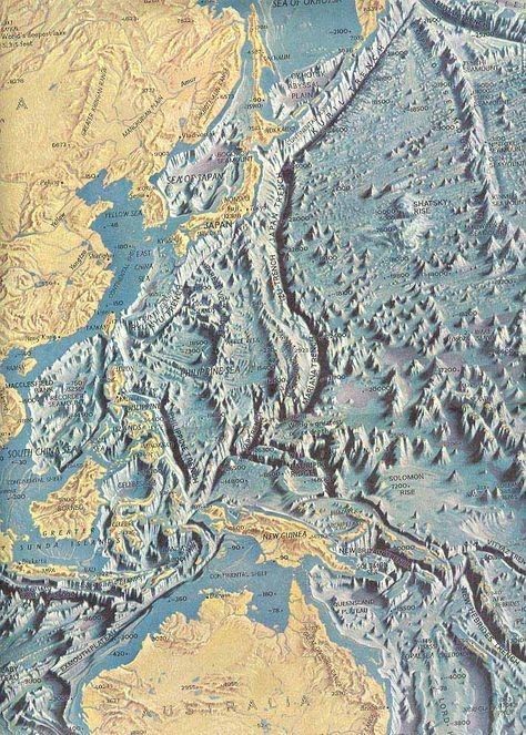 Ocean Topography, Mariana Trench, National Geographic Maps, Cartography Map, Ancient Mariner, Infographic Map, Physical Geography, Geography Map, Earth Map