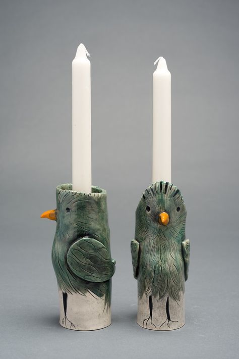 Peggy Bishop Pottery Clay Workshop, Bird Candle Holder, Clay Candle Holders, Animal Candles, Pottery Candle Holder, Clay Candle, Pottery Candle, Kids Pottery, Pottery Handbuilding