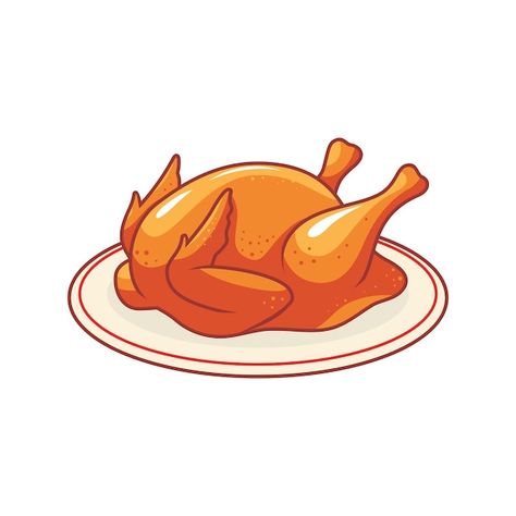 Vector a whole grilled chicken on plate | Premium Vector #Freepik #vector #bbq-chicken #grilled-chicken #cooked-chicken #roasted-chicken Whole Grilled Chicken, Chicken Vector, Chicken Logo, Chicken Illustration, Chicken Plating, Cartoon Chicken, Grilled Turkey, Whole Chicken, Roast Chicken