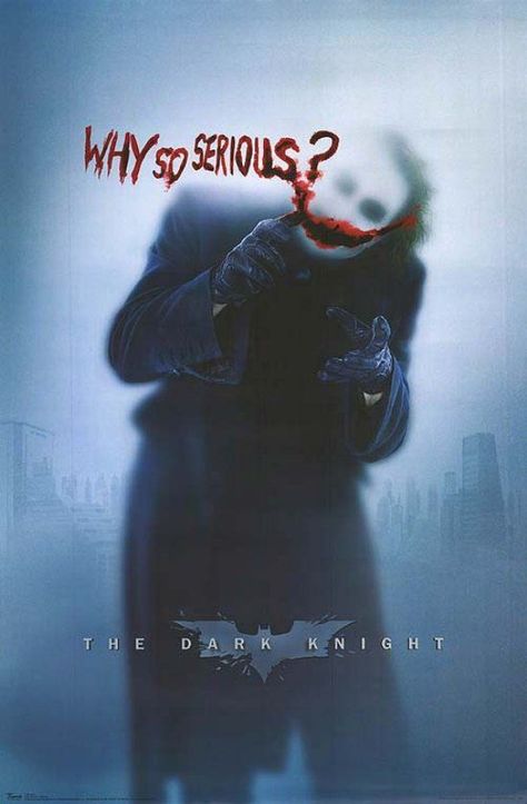 This is a poster for the movie The Dark Knight. On the front it is the Joker in front of a window that is a little foggy. On his face there is a red smile where his lips would be and it says “Why so serious.” This quote speaks to me because it tells me not to take everything completely serious in life and smile more. I think to have a completely seine life we need to laugh and joke and have fun to be happy. The Dark Knight Poster, Batman Bruce Wayne, Joker Dark Knight, Michael Jai White, Der Joker, Joker Heath, Joker Poster, Eric Roberts, Gary Oldman