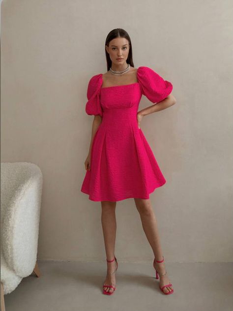 Christmas Party Outfits, Pink Dresses, Wedding Guest Dresses, Online Fashion Store, Dresses For Teens, Online Fashion Stores, Slim Waist, Lantern Sleeves, Playing Dress Up