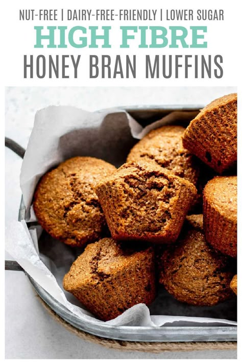 Healthy Bran Muffin Recipe, Fiber Muffins, Muffins With Applesauce, Wheat Bran Muffins, Honey Bran Muffins, High Fiber Muffins, Fiber Muffin, Bran Muffins Healthy, Raisin Bran Muffins