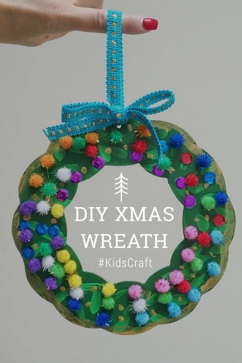 Kids Craft: DIY Christmas Wreath | My Poppet Makes Grinch Slime, Fingerprint Christmas, Christmas Diy Kids, Christmas Wreath Craft, Diy Christmas Wreath, Christmas Art Projects, Christmas Crafts For Toddlers, Christmas Crafts For Kids To Make, Reindeer Food