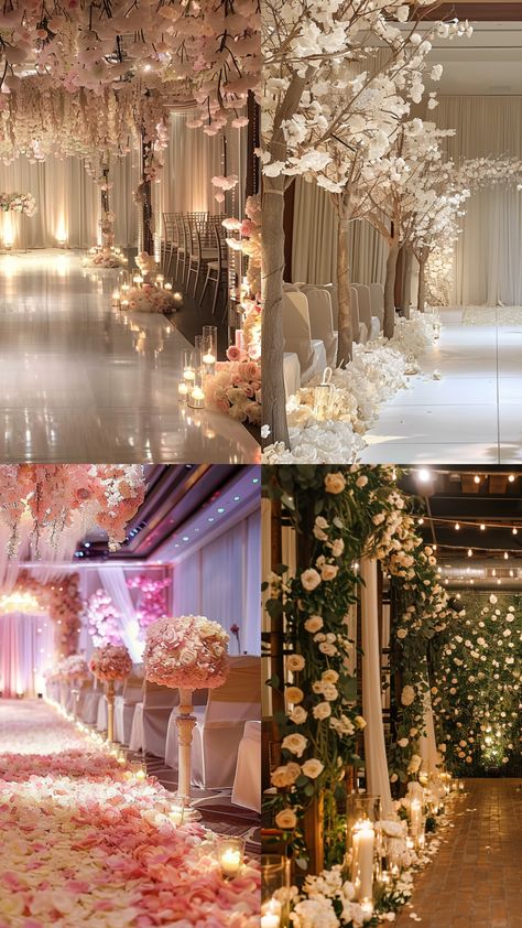 modern wedding aisle decor to fit any venue Wedding Venue Decorations Indoor, Wedding Aisle Decorations Indoor, Beautiful Wedding Aisle, Pillars Decor, Wedding Decorations Fall, Wedding Aisle Decorations Outdoor, Aisle Candles, Budget Wedding Venue, Wedding Aisle Outdoor