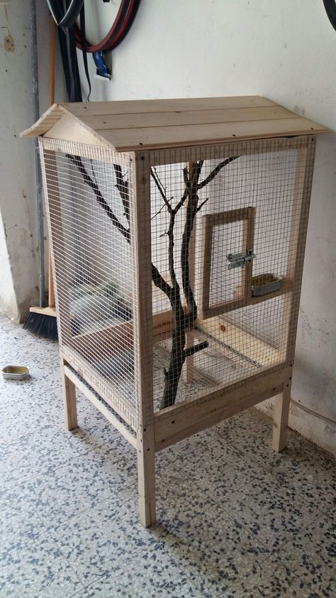 Diy Bird Cage How To Make, Bird Cage Ideas, Easy Dog House, Reban Ayam, Cockatiel Cage, Diy Bird Cage, Birds Cage, Bird Cage Design, Pet Bird Cage