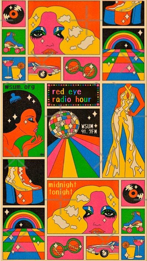 60s Artwork, Funky Illustrations Design, 70s Art Style, 70s Illustration Graphics, 70s Pop Art, Groovy Iphone Wallpaper, Corporate Hippie, 70s Poster Design, 70s Rock Aesthetic