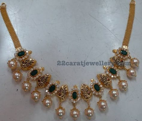 Latest Pearl Necklace Designs, Emerald Necklace Indian, Ruby Necklace Designs, Simple Choker, Pearl Jewelry Design, Beautiful Gold Necklaces, Gold Jewelry Simple Necklace, Pearl Necklace Designs, Gold Pendant Jewelry