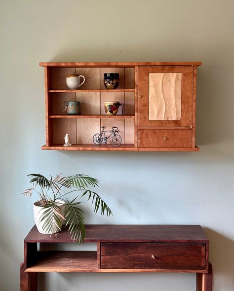 Curved Shelves, Hanging Wall Cabinet, Wall Hung Cabinet, Shiplap Paneling, Coffee Cabinet, Salish Sea, Tea Houses, Tea Cabinet, Shop Projects