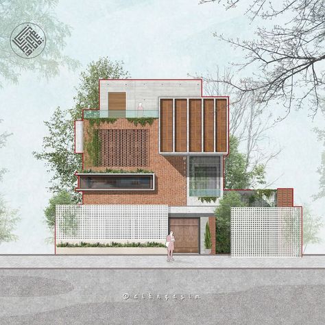 Housing Elevation Design, Small House Architecture Plan, Elevation Drawings Architecture, Ranch House Exteriors, Architecture Elevation Design, Facade Architecture House, Residential Elevation Design, Elevation Illustration, Residential Architecture House