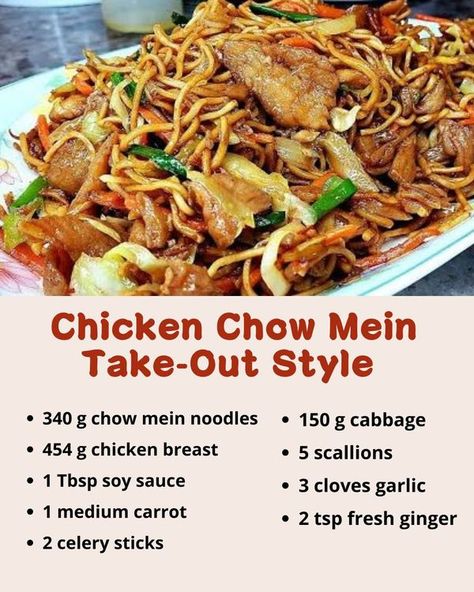 Recipes Tips | Chicken Chow Mein Take-Out Style  | Facebook Pork Chow Mein Recipe Easy, Plain Chow Mein Recipe, Chow Mein Recipe Easy, Chinese Chicken Chow Mein Recipe, Pork Chow Mein Recipe, Best Chow Mein Recipe, Chow Mein Recipes, Easy Chow Mein Recipe, Chicken Chow Mein Recipe