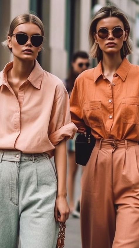 Apricot Outfit Ideas, Summer Minimalist Outfit, Peach Outfit, Apricot Crush, Peach Clothes, Street Couture, Coral Outfit, Comfy Summer Outfits, Apricot Clothing