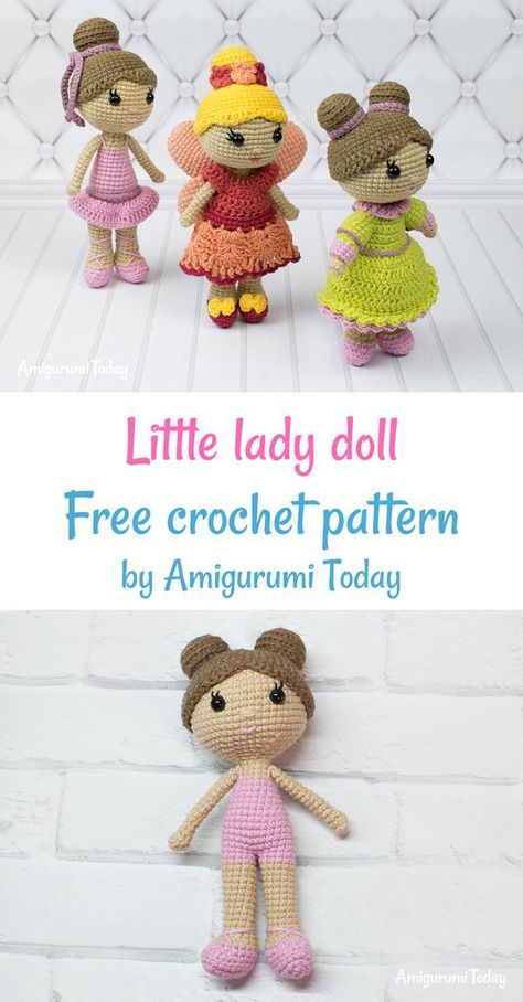 No Sew Crochet Doll Pattern, Crochet Baby Doll, Amigurumi Today, Doll Patterns Free, Doll Crochet Pattern, Crochet Toys Free, Crochet Dolls Free Patterns, Easy Crochet Patterns Free, Lady Doll