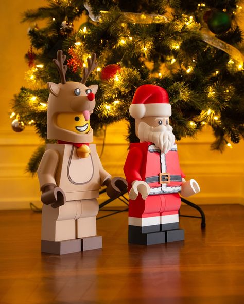 Merry Christmas🎉🎉 #lego #3dprinting #figure #minifigure Lego Statue, Christmas Lego, Reindeer Figure, Santa Claus Figure, Lego Christmas, Lego Display, Art Statue, Santa Reindeer, Christmas Joy