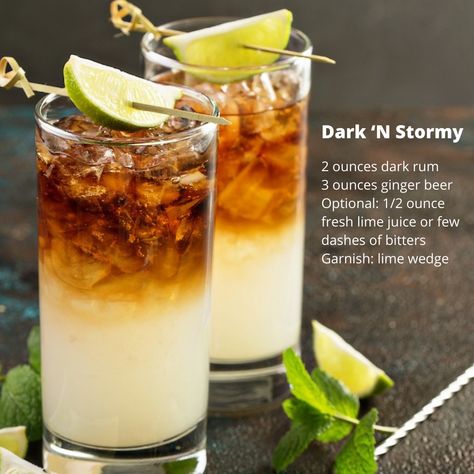 Manly Alcoholic Drinks, Noreaster Cocktail, Manly Drinks Cocktails, Dark And Stormy Drink Recipes, Dark Liquor Cocktails, Dark Liquor Mixed Drinks, Dark Rum Cocktail Recipes, Bourbon Pairings, Dark And Stormy Drink