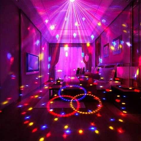 Sound Activated Party Lights Mirror Ball Lamp With Remote Control Dj Lighting, Rgb Disco Ball, Strobe Lamp 7 Modes Stage Par Light For Home Room D... Disco Ball Party, Dj Lights, Disco Ball Light, Led Party Lights, Dance Party Birthday, Dj Room, Disco Party Decorations, Led Stage Lights, Birthday Bar