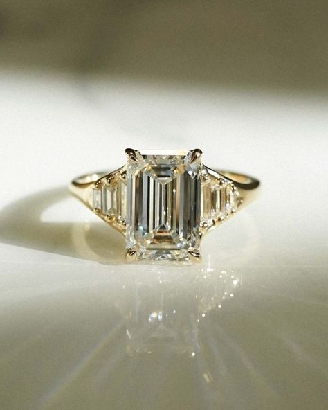 Frank Darling Custom Rings (@frankdarling) • Instagram photos and videos Split Shank Emerald Cut Engagement Ring, Frank Darling, Baguette Engagement Ring, Split Shank Engagement Rings, Emerald Cut Diamond Ring, Cute Engagement Rings, Future Engagement Rings, Emerald Cut Engagement, 3 Stone Engagement Rings