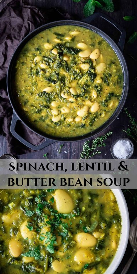 Spinach Lentil, 7 Day Cabbage Soup Diet, Butter Bean Soup, Holiday Soups, Easy Vegan Soup, Cabbage Soup Diet, Comfort Soup, Vegan Soup Recipes, Slow Cooker Soup