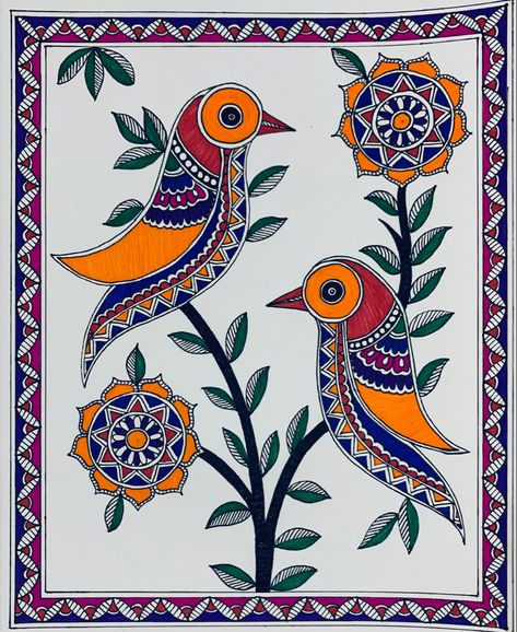 Simple Pattachitra Paintings, Madhubani Painting Flowers, Madhu Bani Paintings, Madhubani Painting Easy For Beginners, Kalamkari Art Easy, Kalamkari Painting Easy, Jharokha Designs, Madhubani Painting Easy, Madhubani Art Easy