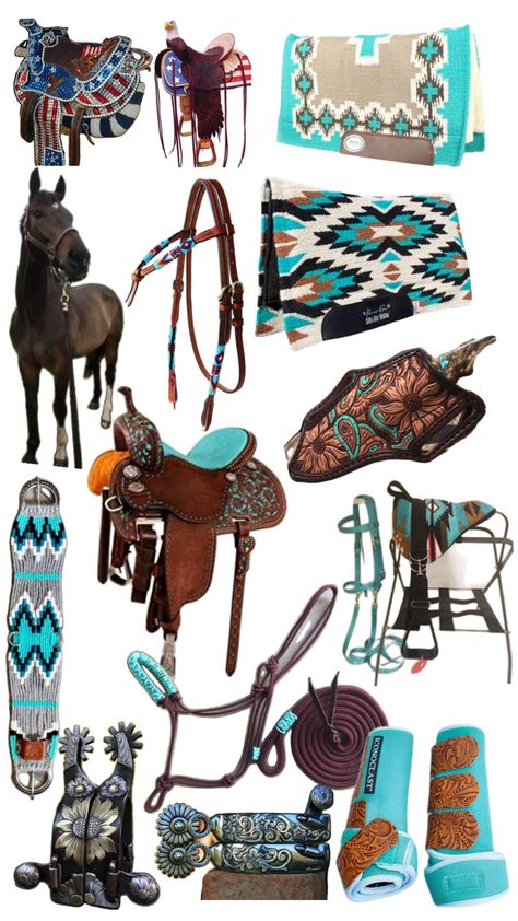 Horse Tack Sets, Western Horse Tack Turquoise, Barrel Racing Tack Rodeo, Dream Horse Barns, Barrel Racing Tack, Horse Riding Clothes, Barrel Saddle, Western Horse Tack, Tack Sets