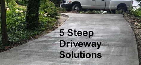 Are you stuck in a house with a really steep driveway? Maybe you love the location, the views, the house itself—but the driveway is so steep that it’s a daily hassle and possibly even a cause for safety concerns. Steep driveways make it difficult to back out, and they can also become extremely slippery on Driveway To Back Of House, Down Hill Driveway Ideas, Gravel Driveway On A Hill, Driveways On A Hill, Sloping Driveway Ideas Parking, Carport Sloped Driveway, Terraced Driveways, Incline Driveway Ideas, Slanted Driveway Ideas