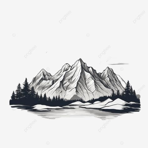 Mountain Scape Tattoo, Mountain Drawing Sketches, Mountain Png, Mountain Vector, Mountains Illustration, Mountains Tattoo Design, Mountains Drawing, Mountains Tattoo, Scenery Tattoo