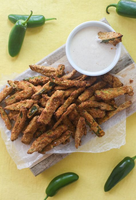 Air-Fried Jalapeno Fries - Laura the Gastronaut Fries Recipe Air Fryer, Jalapeno Fries, Jalapeno Recipe, Air Fryer Jalapeno, Air Fryer Recipes Chicken Wings, Fried Jalapenos, Jalapeño Poppers, Flour Bread, Air Fryer Cooking Times