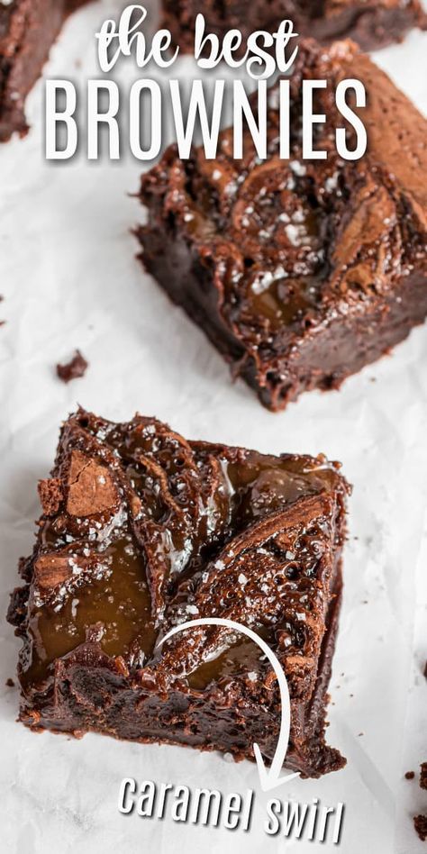 Salted Caramel Brownies need no introduction. Drizzled with caramel, loaded with chocolate and sprinkled with just a touch of sea salt, these gooey brownies prove it's okay to be a little salty sometimes. Toffee Brownies, Salted Caramel Brownie Recipe, Caramel Brownies Recipe, Bar Treats, Salted Toffee, Brownies Recipe Homemade, Gooey Brownies, Salted Caramel Fudge, Shugary Sweets