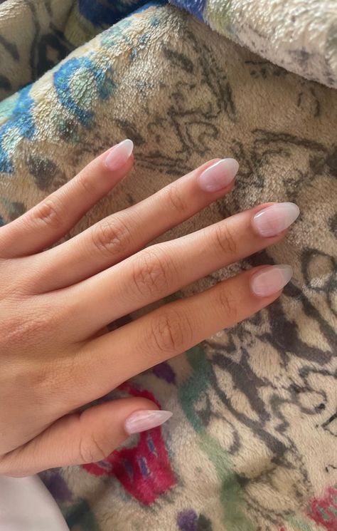 Natural Nails White Tip, Natural Looking Acrylic Nails Short Oval, Milky Clear White Nails, Sheer Nails Dip, Natural Almond Dip Nails, Minimalistic Nails Acrylic Almond, Milky Clear Nails Acrylic, Short Almond Clear Nails, Milky White Short Almond Nails