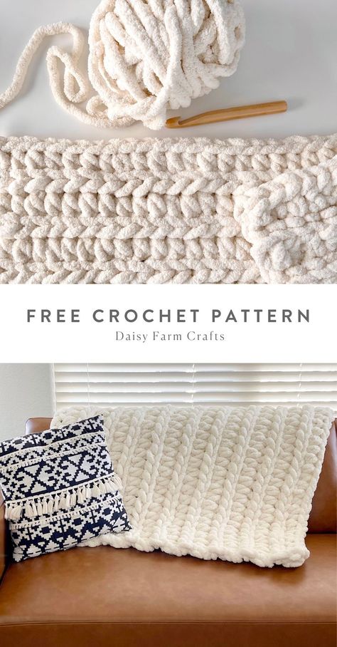 Chunky Yarn Crochet Pattern, Chunky Crochet Throw, Quick Crochet Blanket, Chunky Yarn Blanket, Chunky Yarn Crochet, Chunky Crochet Blanket Pattern, Christmas Crochet Blanket, Crochet Blanket Tutorial, Crochet Throw Pattern