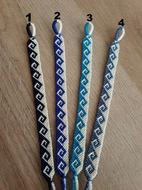 Simple Friendship Bracelet Patterns 2 Colors, Thread Bracelets Diy Step By Step, Embroidery Bracelets Patterns Easy, Greek Wave Friendship Bracelet, Friend Ship Bracelets Patterns, Vsco Friendship Bracelets, Embroidery String Bracelets, Bracelets Yarn, Cute Friendship Bracelets Pattern