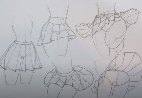 Skirts Tutorial, Jogger Scrubs, Medium Length Skirt, Pen Pencil Holder, Figure Drawing Reference, Anime Drawings Tutorials, Basic Shapes, A Skirt, Art Tutorials Drawing