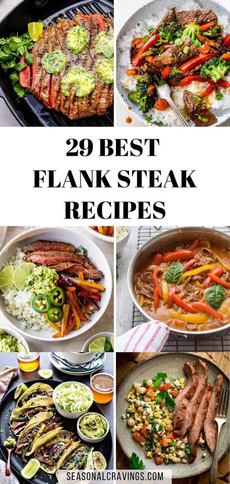 Fajitas, stir-fries, and more - flank steak is more versatile than you think. If you want to incorporate more flank steak recipes into your meal plan for the week, you've come to the right place. Whether you want a quick flank steak marinade or want to learn the best way to cook flank steak, you'll find all the recipe tips here. Best Flank Steak, Tenderized Flank Steak Recipes, Flank Stake Ideas, Pork Flank Steak Recipes, Flap Steak Recipes Dinners, How To Cook Flank Steak, What To Make With Flank Steak, Recipes With Flank Steak Dinners, Recipes For Flank Steak